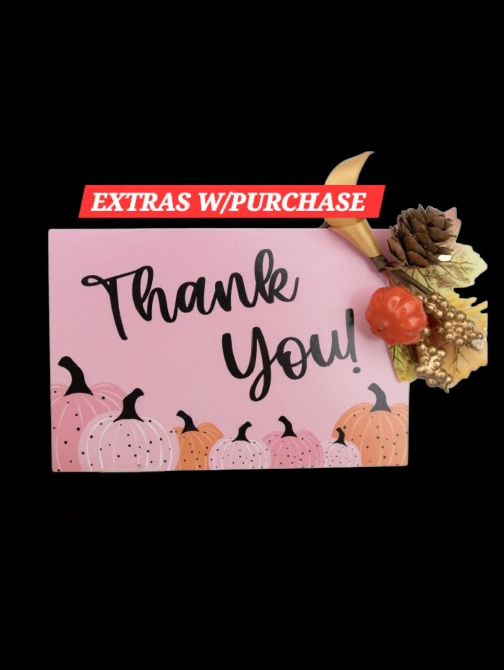 25ct. 4x6 Holiday Pink "Thank You" Pumpkin Cards 3 Random Polymailers